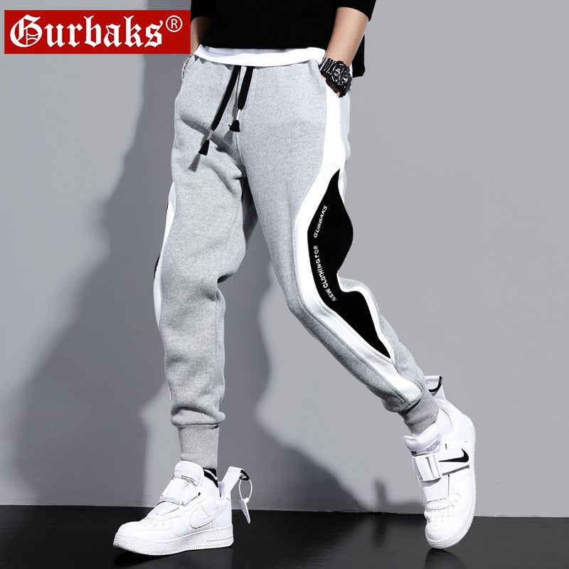 Autumn Mens Casual Tapered Jogger Pants gray four-season regular 