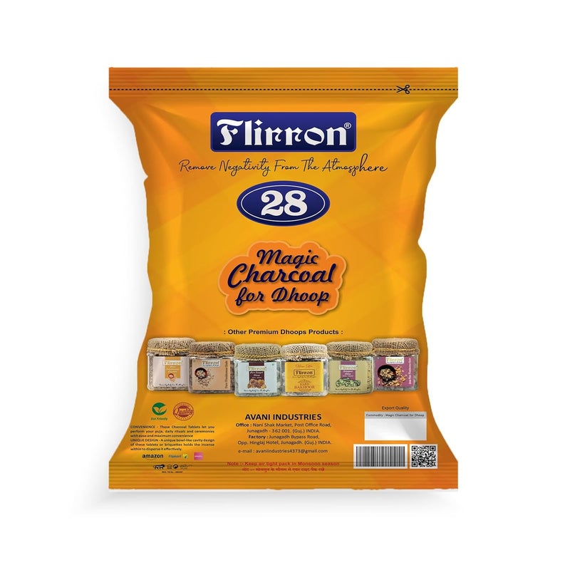 FLIRRON FLIRRON Charcoal Burning Tablets for Guggal Oudh and Loban Burning Tablets Multipurpose Charcoal Tablet for Dhoop 25 Charcoal Tablets Pouch  - Image 2
