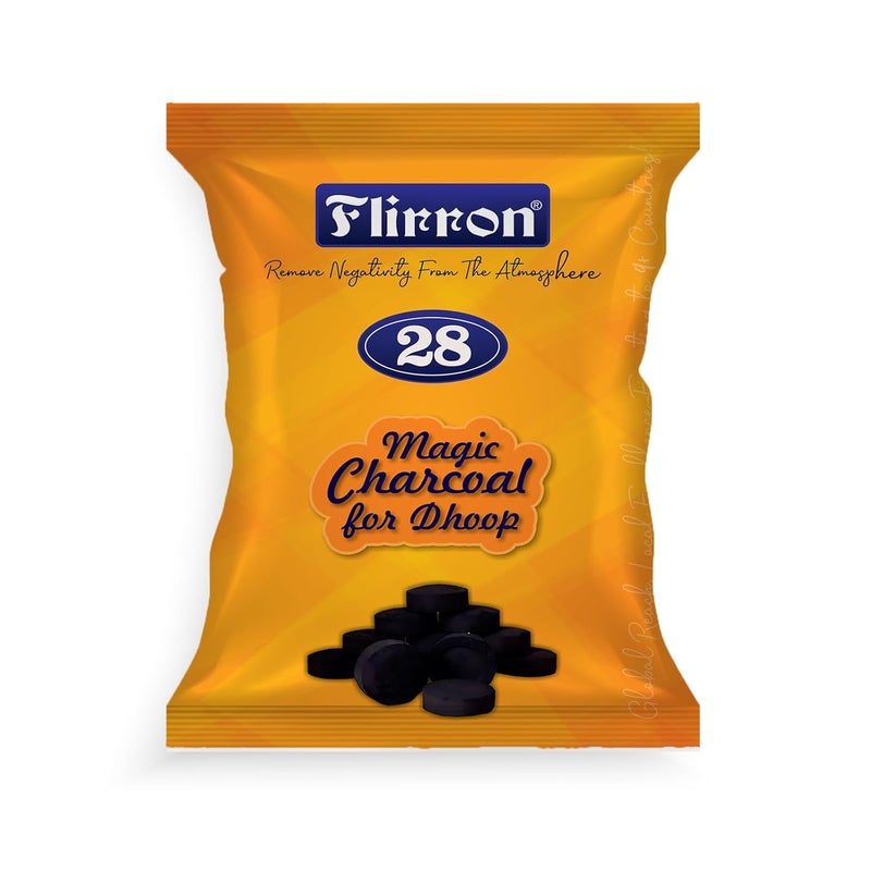FLIRRON FLIRRON Charcoal Burning Tablets for Guggal Oudh and Loban Burning Tablets Multipurpose Charcoal Tablet for Dhoop 25 Charcoal Tablets Pouch  - Image 1