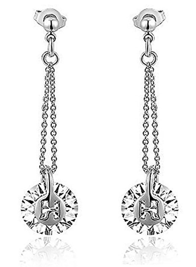 Silver Shoppee Valentine Special Rhodium Plated Crystal Studded Alloy Earrings for Girls and Women (SSER0262A) - Image 1