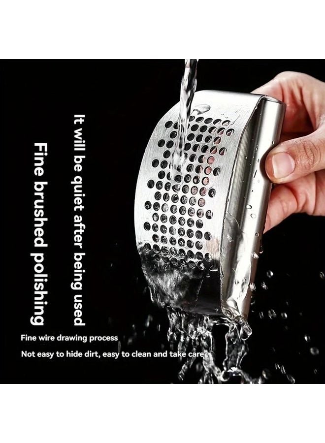 Stainless Steel Garlic Press Easy Clean Crusher Mincer Ergonomic Handle 1pc - Image 5