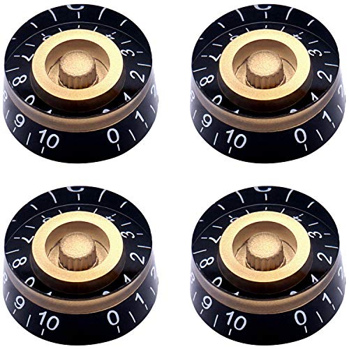 Taiss 4Pcs Guitar Knobs,Amber Top Hat Knobs Electric Guitar Bass Speed Control Knobs Volume Tone Control Knobs Fits 6mm/0.24" Rotary Shaft Musical Instruments and Radios Parts Replacement KNOB-S32 - Image 1