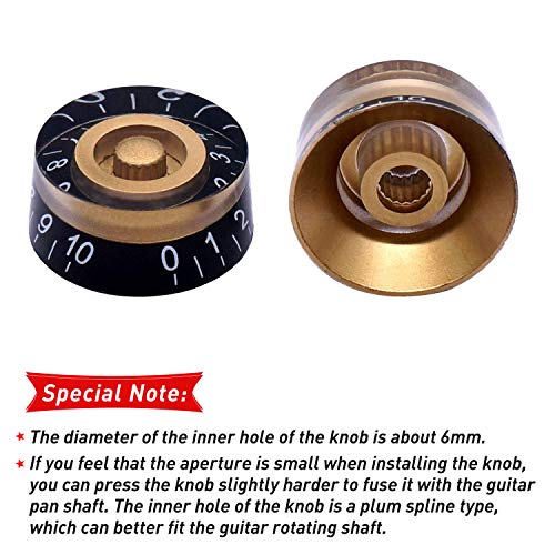 Taiss 4Pcs Guitar Knobs,Amber Top Hat Knobs Electric Guitar Bass Speed Control Knobs Volume Tone Control Knobs Fits 6mm/0.24" Rotary Shaft Musical Instruments and Radios Parts Replacement KNOB-S32 - Image 3