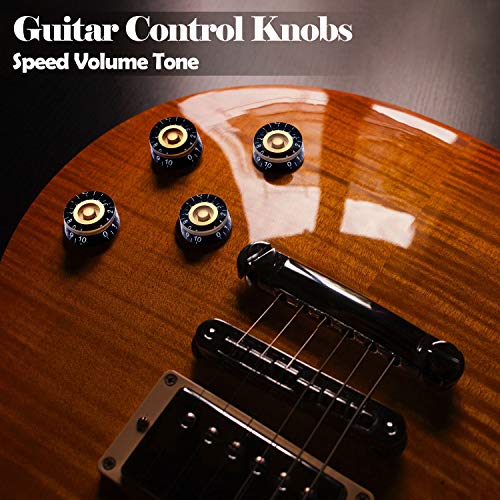 Taiss 4Pcs Guitar Knobs,Amber Top Hat Knobs Electric Guitar Bass Speed Control Knobs Volume Tone Control Knobs Fits 6mm/0.24" Rotary Shaft Musical Instruments and Radios Parts Replacement KNOB-S32 - Image 4