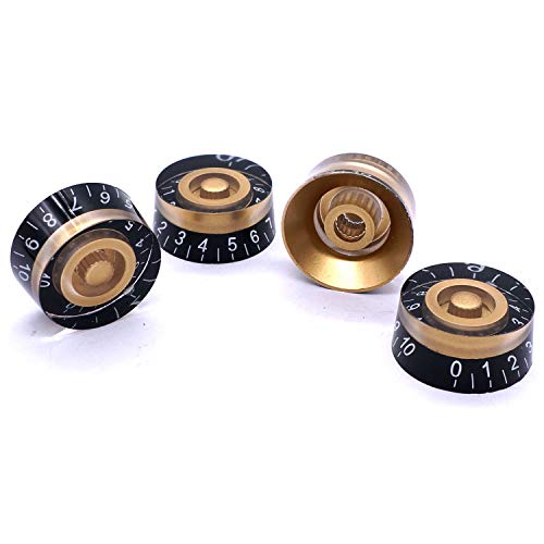 Taiss 4Pcs Guitar Knobs,Amber Top Hat Knobs Electric Guitar Bass Speed Control Knobs Volume Tone Control Knobs Fits 6mm/0.24" Rotary Shaft Musical Instruments and Radios Parts Replacement KNOB-S32 - Image 5