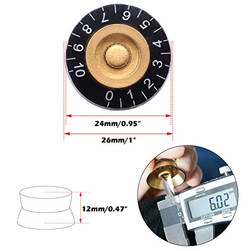 Taiss 4Pcs Guitar Knobs,Amber Top Hat Knobs Electric Guitar Bass Speed Control Knobs Volume Tone Control Knobs Fits 6mm/0.24" Rotary Shaft Musical Instruments and Radios Parts Replacement KNOB-S32 - Image 2