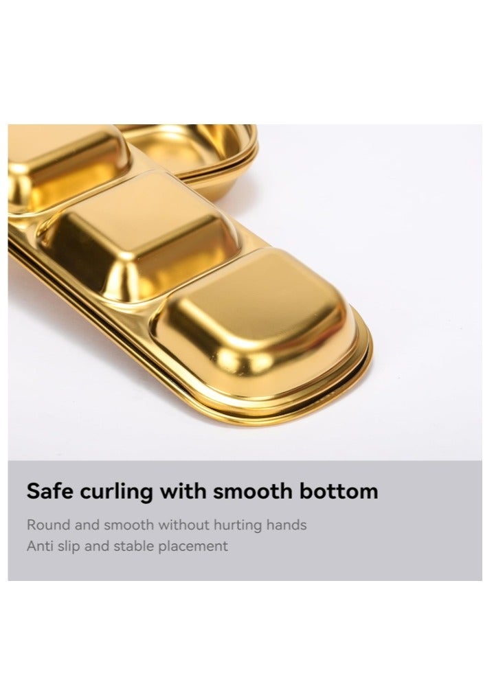 الواحة-TH 3 قطع من طبق صلصة من الفولاذ المقاوم للصدأ، أطباق غمس مقسمة، وعاء صلصة التوابل المقسم، 1 3 4 حجرات، أطباق توابل الخل، خل الصويا، التوابل، صينية توابل للمنزل والمطعم - Image 4