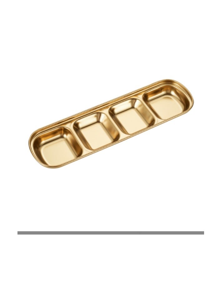 الواحة-TH 3 قطع من طبق صلصة من الفولاذ المقاوم للصدأ، أطباق غمس مقسمة، وعاء صلصة التوابل المقسم، 1 3 4 حجرات، أطباق توابل الخل، خل الصويا، التوابل، صينية توابل للمنزل والمطعم - Image 2