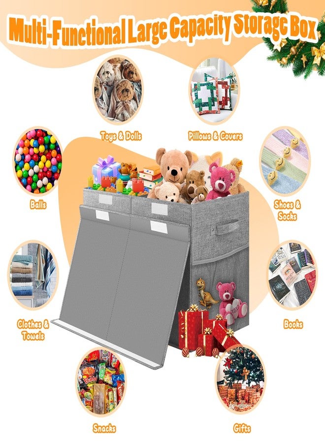 Rocamdo Large Toy Storage Box with Lid Divider, Sturdy Collapsible Toys Organizer Chest Kids Storage Bins Boxes Baskets for Boys, Girls, Nursery, Bedroom, Living Room, Playroom, 25"x13"x16", Gray - Image 5