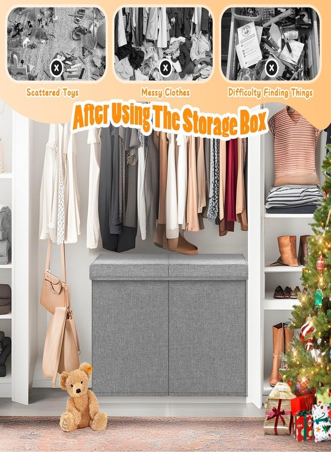 Rocamdo Large Toy Storage Box with Lid Divider, Sturdy Collapsible Toys Organizer Chest Kids Storage Bins Boxes Baskets for Boys, Girls, Nursery, Bedroom, Living Room, Playroom, 25"x13"x16", Gray - Image 3
