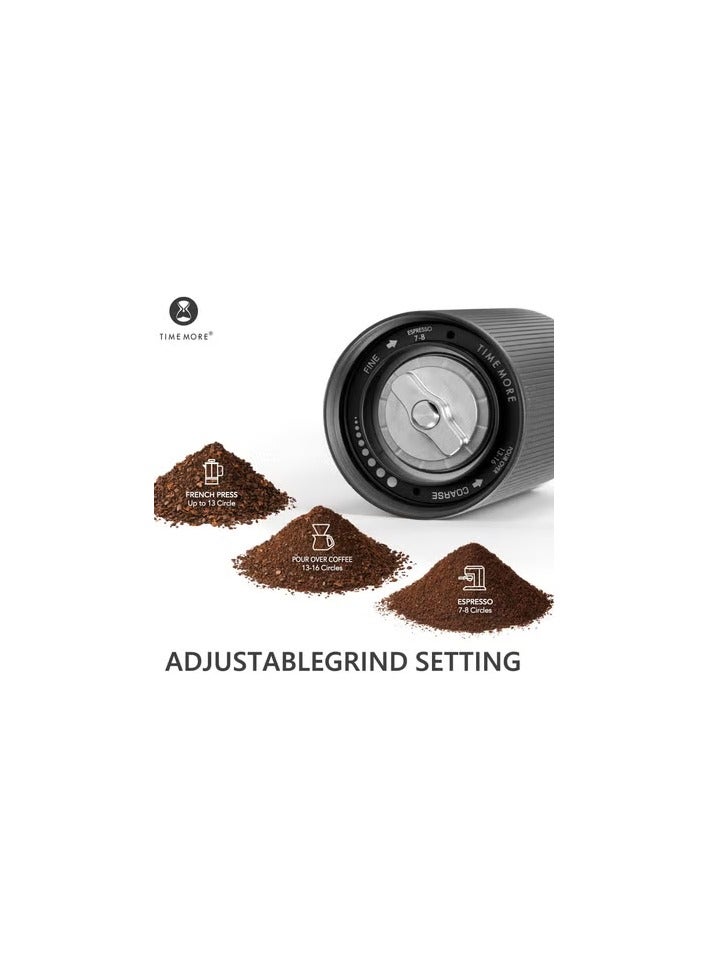 تايم مور TIMEMORE الكستنة C3S طاحونة القهوة اليدوية ، مطحنة القهوة المخروطية من الفولاذ المقاوم للصدأ S2C ، مطحنة القهوة اليدوية مع مقبض قابل للطي ، إعدادات الطحن قابلة للتعديل ، للسفر / التخييم / المنزل ، أسود - Image 3