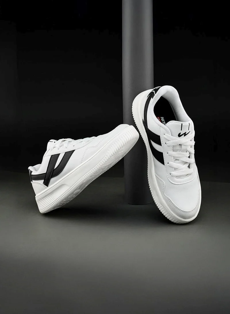 CAMPUS Women’s White Low Top Sneakers – Cool Urban Design Shoes with Memory Foam for All-Day Comfort