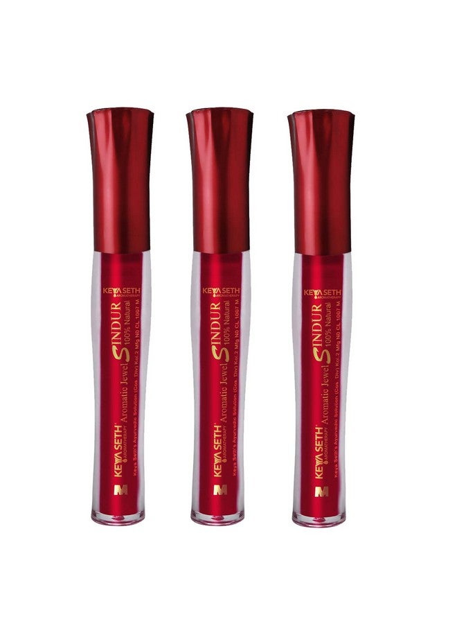 Keya Seth Aromatherapy Aromatic 100% Natural Liquid Sindoor Maroon With Sponge-Tip- Applicator- Long Lasting Chemical Free & Waterproof With Floral Pigment (Pack Of 3) - Image 1
