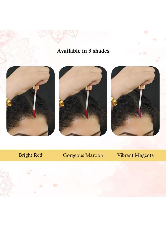 Keya Seth Aromatherapy Aromatic 100% Natural Liquid Sindoor Maroon With Sponge-Tip- Applicator- Long Lasting Chemical Free & Waterproof With Floral Pigment (Pack Of 3) - Image 4