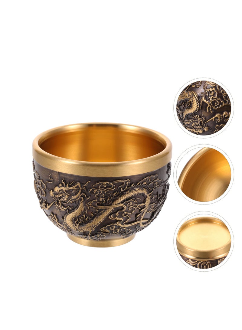 Excefore Chinese Tea Set Kung Fu Tea Set, Kung Fu Teacups Chinese Copper Tea Cup, Vintage Dragon Pattern Tea Tasting Cup for Adults Tea Sets for Women China Men Ceremony Gifts - Image 4