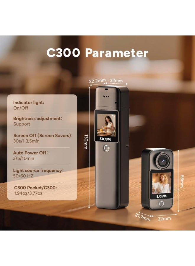 أس جي كام كاميرا SJCAM C300 المحمولة للسفر والتصوير الرياضي بدقة 4K، بطارية تدوم 7 ساعات، تسجيل فيديو بزاوية واسعة 154°، تثبيت 6 محاور، كاميرا بجسم بشاشة تعمل باللمس المزدوج، مقاومة للماء حتى 30 متر، للتدوين المرئي والبث المباشر على يوتيوب - Image 4