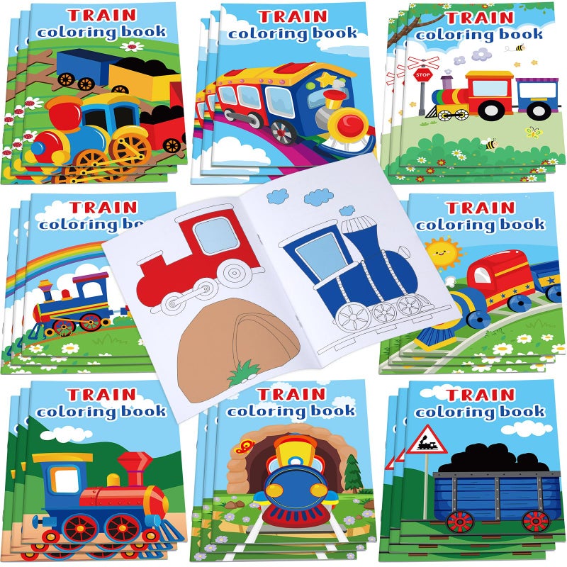 Faccito 24 Pcs Train Coloring Books Bulk Party Favors Trains Mini DIY Art Drawing Book Drawing DIY Art Painting Color Booklet Goody Bags Fillers Games Party Favors - Image 3