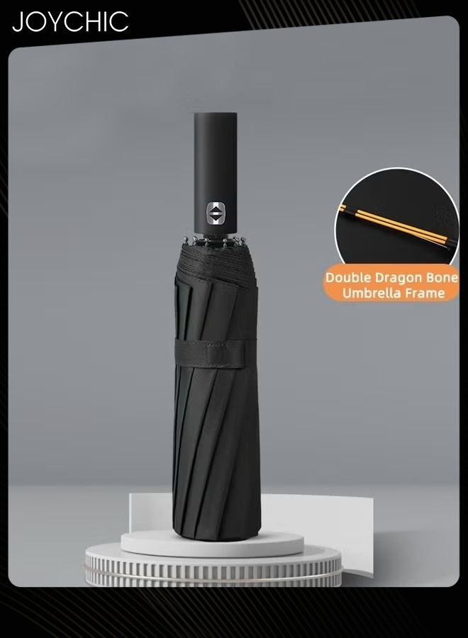 Joychic 12 Ribs Strong Large Auto Open-Close Sun Rain Wind-proof Travel Umbrella For Men Women Adults Black - Image 4