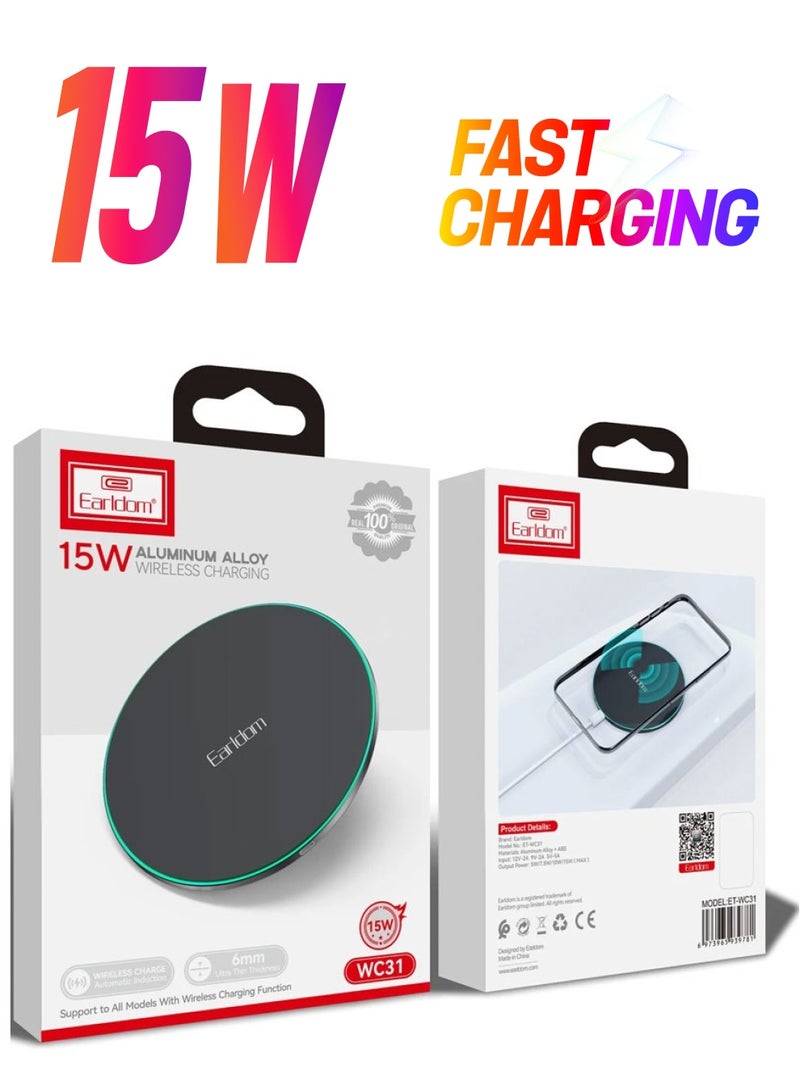 Earldom ET-WC31 15W Wireless Charging Pad – Fast, Efficient, and Compact Wireless Charger - Image 1