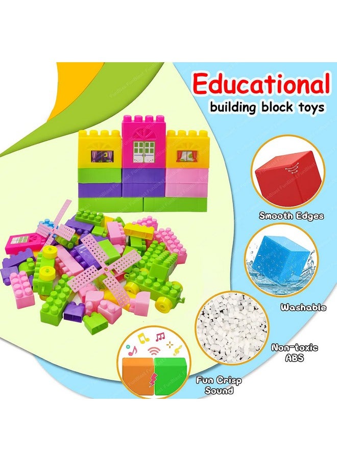 FunBlast FunBlast Building Blocks for Kids with Wheel, 55 Pcs with 8 Movable Wheels Big Mega Sized Blocks, Block Game for Kids/Boys/Children - Multicolor (63 Pcs)  - Image 4