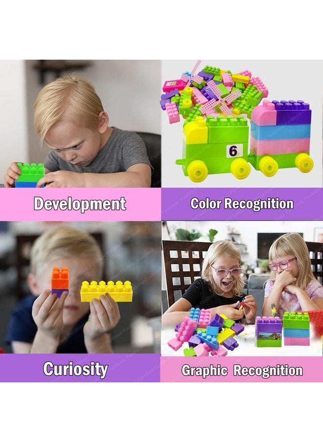 FunBlast FunBlast Building Blocks for Kids with Wheel, 55 Pcs with 8 Movable Wheels Big Mega Sized Blocks, Block Game for Kids/Boys/Children - Multicolor (63 Pcs)  - Image 3