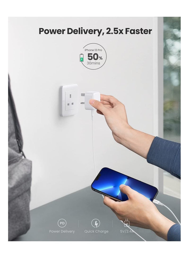 شاحن قابس USB C بقوة 20 واط، شحن مزدوج المنفذ، مع i Phone 14pro، 13 Pro i Pad، i Phone 12/12 Mini/12 Pro/Max/11/XR/X، Pixel - Image 2