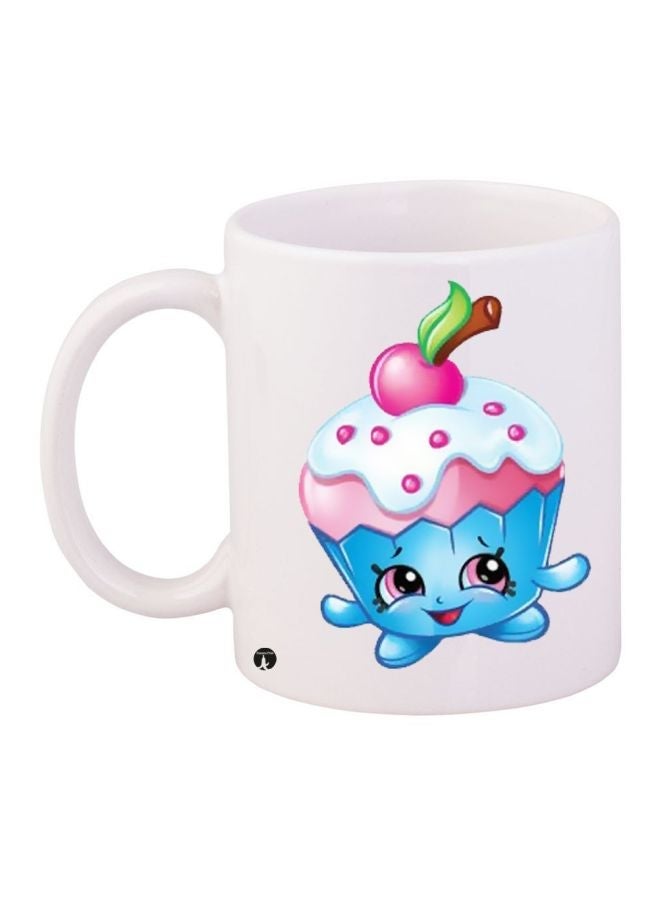 RYN Cup Cake Printed Coffee Mug White/Pink/Blue 11ounce