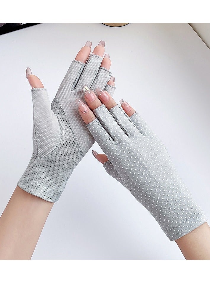 Women Summer UV Protection Gloves Non-Slip Sunblock Fingerless Driving Gloves Touchscreen Mittens - Image 1