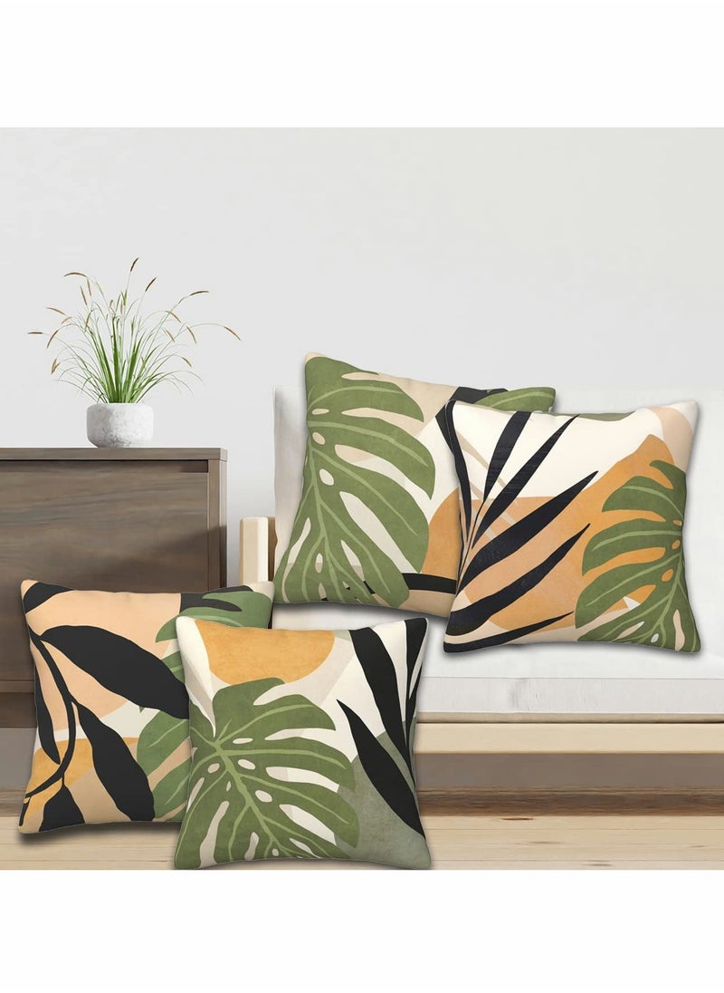 SYOSI Throw Pillow Case, Boho Throw Pillow Covers Set of 4, 18x18 Inch Double Sided Print Abstract Geometric Leaves Pillow Cover, Square Cushion Case for Sofa Couch Chair Farmhouse Home Decor  - Image 3