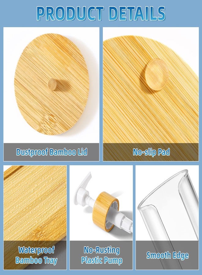VITVITI Mouthwash Dispenser for Bathroom, 7Pcs Bathroom Accessories, Lotion Soap Dispenser, Cotton Swab/Cup/Toothbrush Holder, Plastic Bathroom Accessory Set with Bamboo Tray Lid, Clear - Image 5