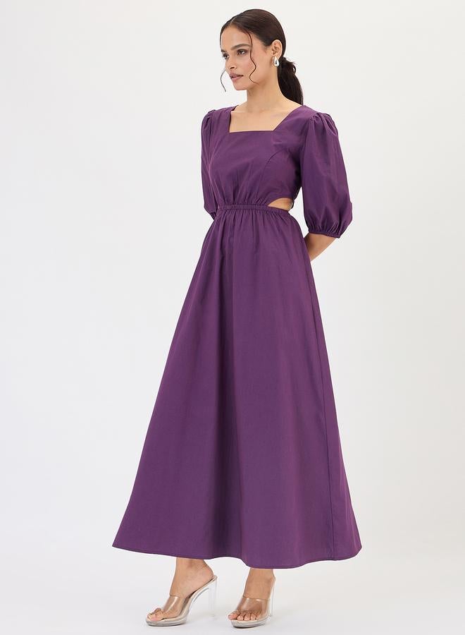 Femmella Deep Purple Poplin Cut Out Maxi Dress - Image 2