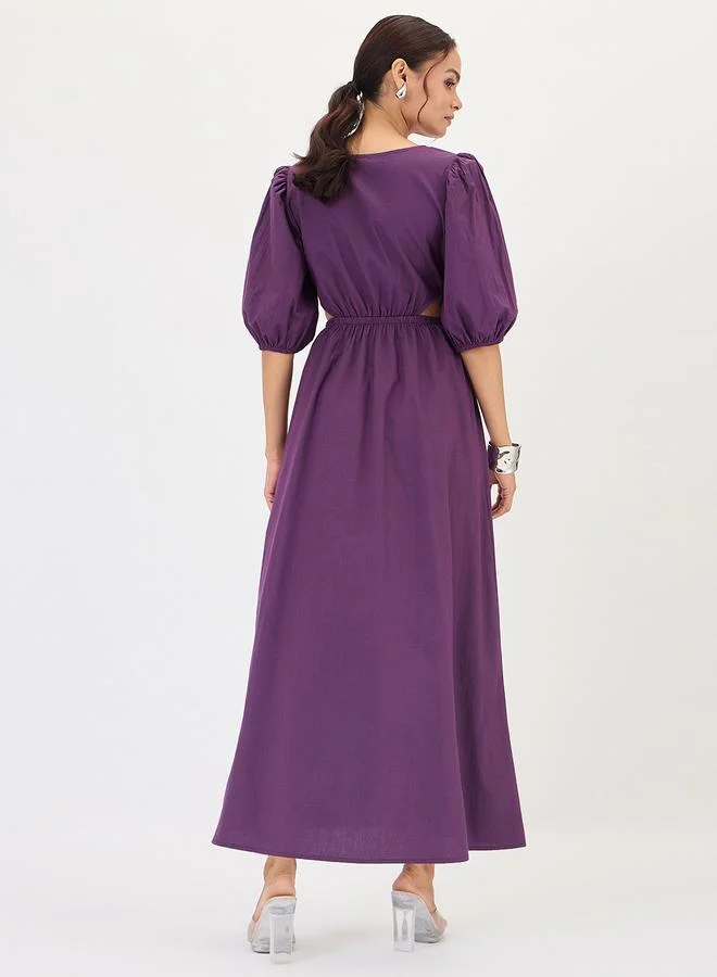 Femmella  Deep Purple Poplin Cut Out Maxi Dress for Women | Best Price UAE