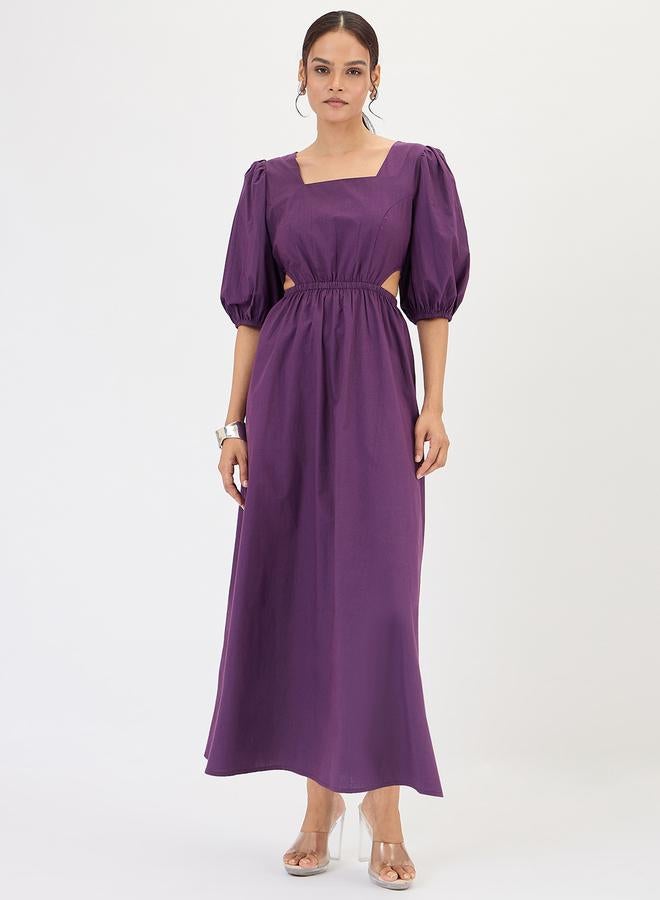 Femmella Deep Purple Poplin Cut Out Maxi Dress - Image 1