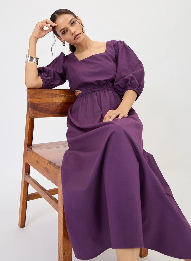 Femmella  Deep Purple Poplin Cut Out Maxi Dress for Women | Best Price UAE