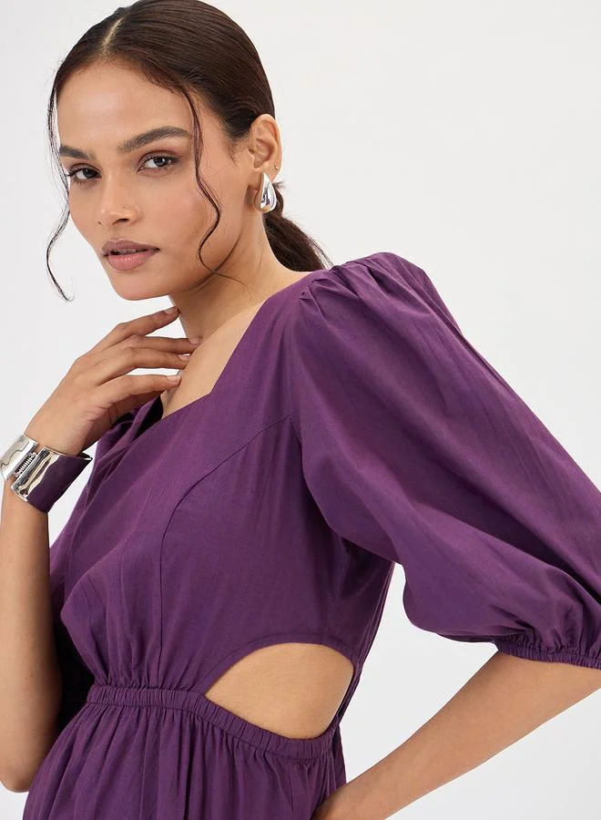 Femmella  Deep Purple Poplin Cut Out Maxi Dress for Women | Best Price UAE