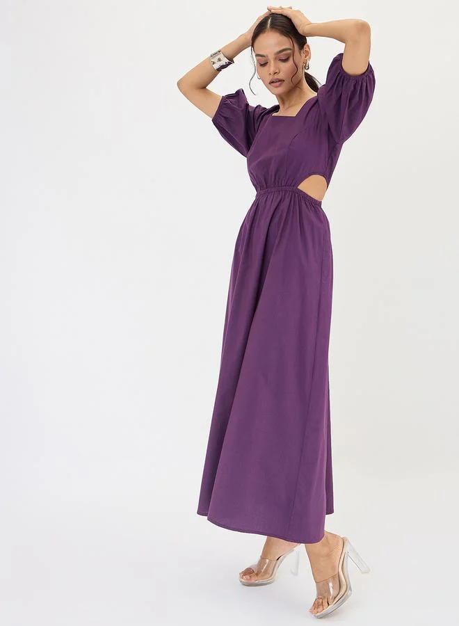 Femmella  Deep Purple Poplin Cut Out Maxi Dress for Women | Best Price UAE