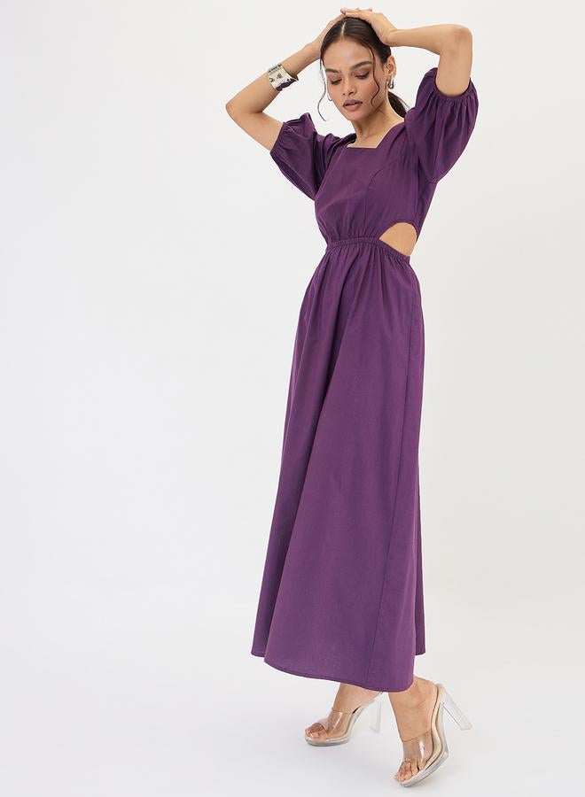 Femmella Deep Purple Poplin Cut Out Maxi Dress - Image 5