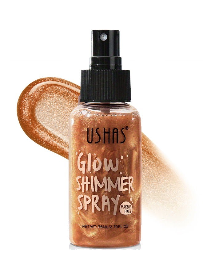 Ushas Glow Shimmer Spray - Shimmer Body Oil Liquid Easy to Push Away Natural Moisture Glitter Face Brightening Glow Pearl Highlighter Illuminator Shine Contouring Makeup for Face and Body #04  - Image 1