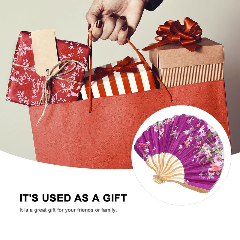 Japanese Style Folding Fan Satin Face Handheld Fan Art Craft - Image 4
