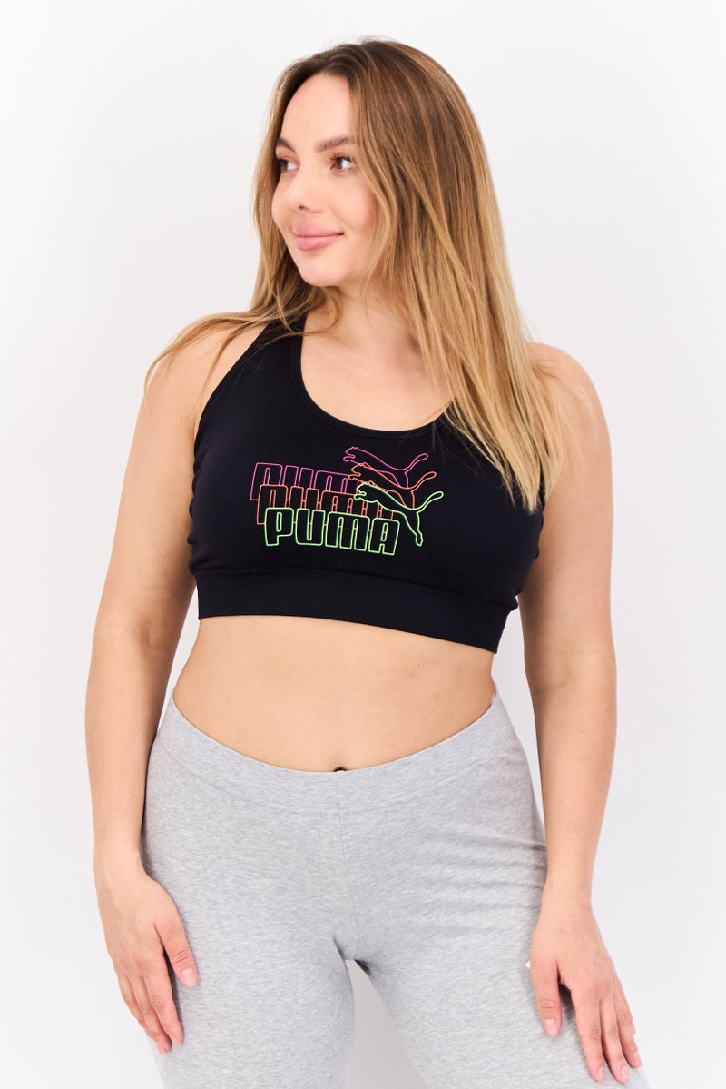 PUMA Women Plus Size Brand Logo Padded Sports Bra, Black - Image 1
