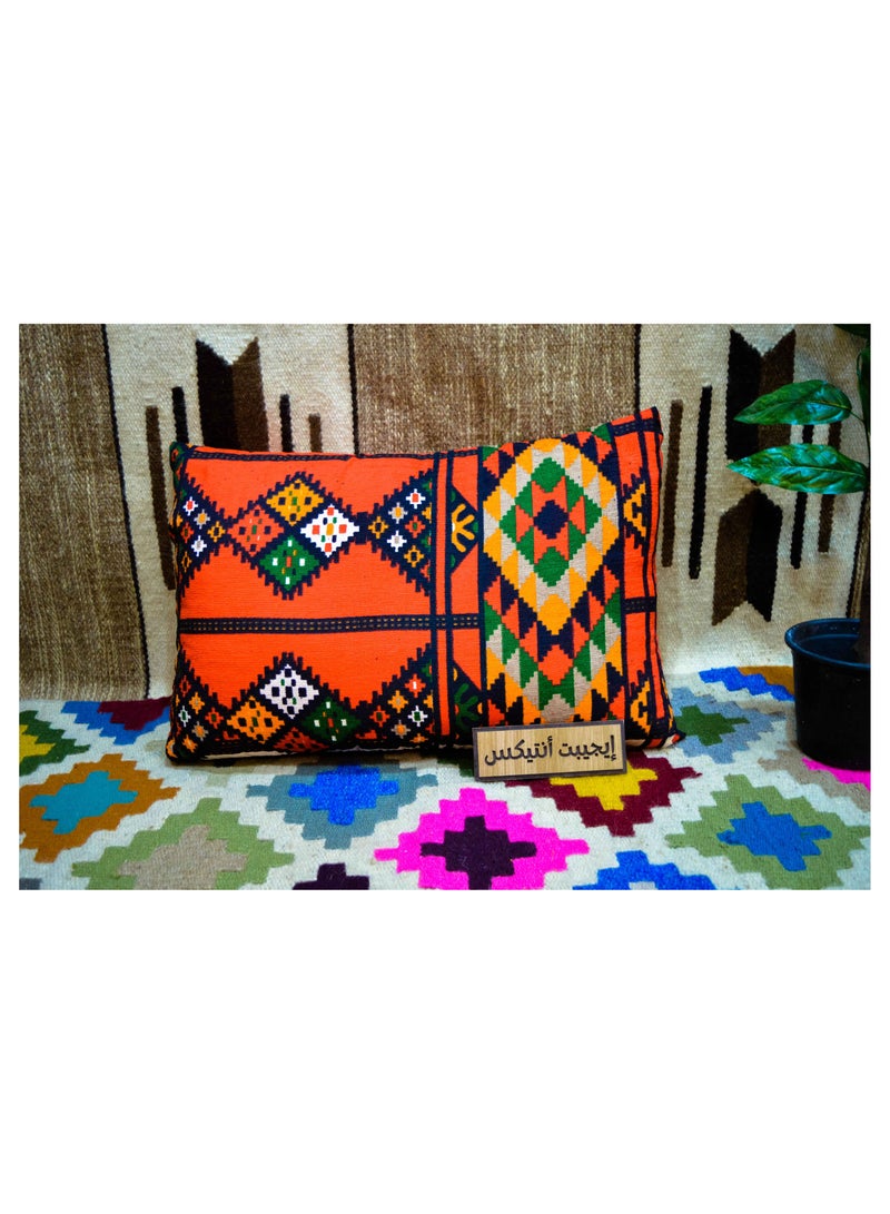 Egypt Antiques Pillowcase, red x black, produced by Egypt Antiques, 100% handmade - Image 1