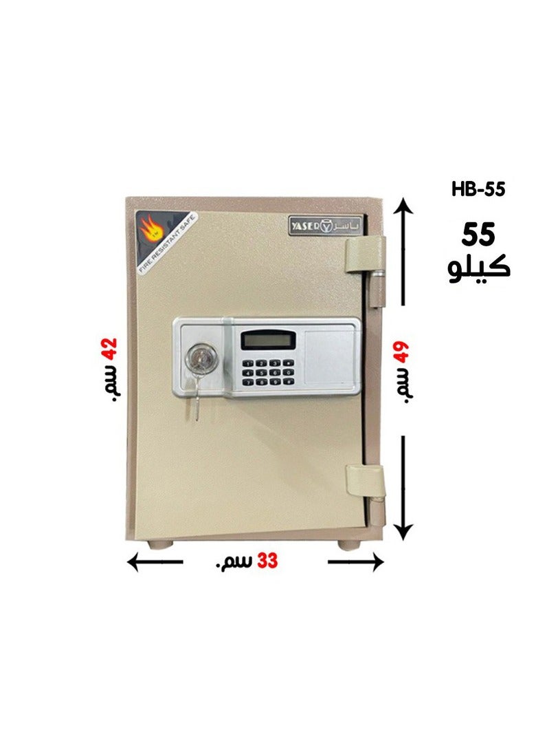خزنة فولاذ تأمين مزدوج مفتاح + دجتال مقاس: 42*33*49سم، 55كجم  - Image 1