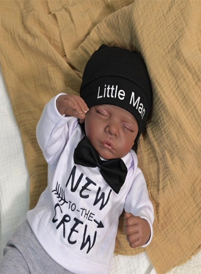 GYCV Realistic Reborn Baby Dolls Black Boy - 19 Inch Lifelike Newborn Baby Boy Doll with Hair Weighted Cloth Body Baby Dolls African American Dark Skin Reborn Doll with Accessories for Kids Ages 3+ - Image 2