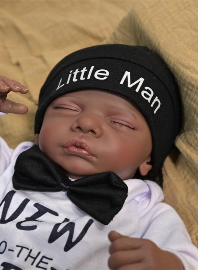 GYCV Realistic Reborn Baby Dolls Black Boy - 19 Inch Lifelike Newborn Baby Boy Doll with Hair Weighted Cloth Body Baby Dolls African American Dark Skin Reborn Doll with Accessories for Kids Ages 3+ - Image 4