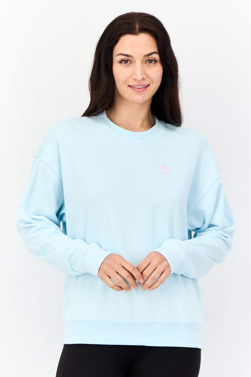 adidas Originals Women Sportswear Fit Long Sleeves Outdoor Sweatshirt, Sky Blue  - Image 1