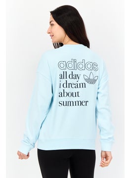adidas Originals Women Sportswear Fit Long Sleeves Outdoor Sweatshirt, Sky Blue  - Image 4
