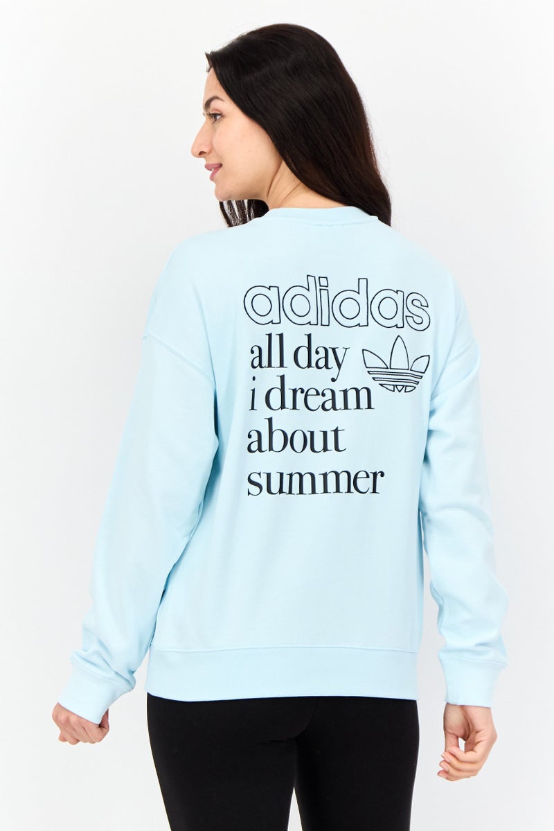 adidas Originals Women Sportswear Fit Long Sleeves Outdoor Sweatshirt, Sky Blue  - Image 4