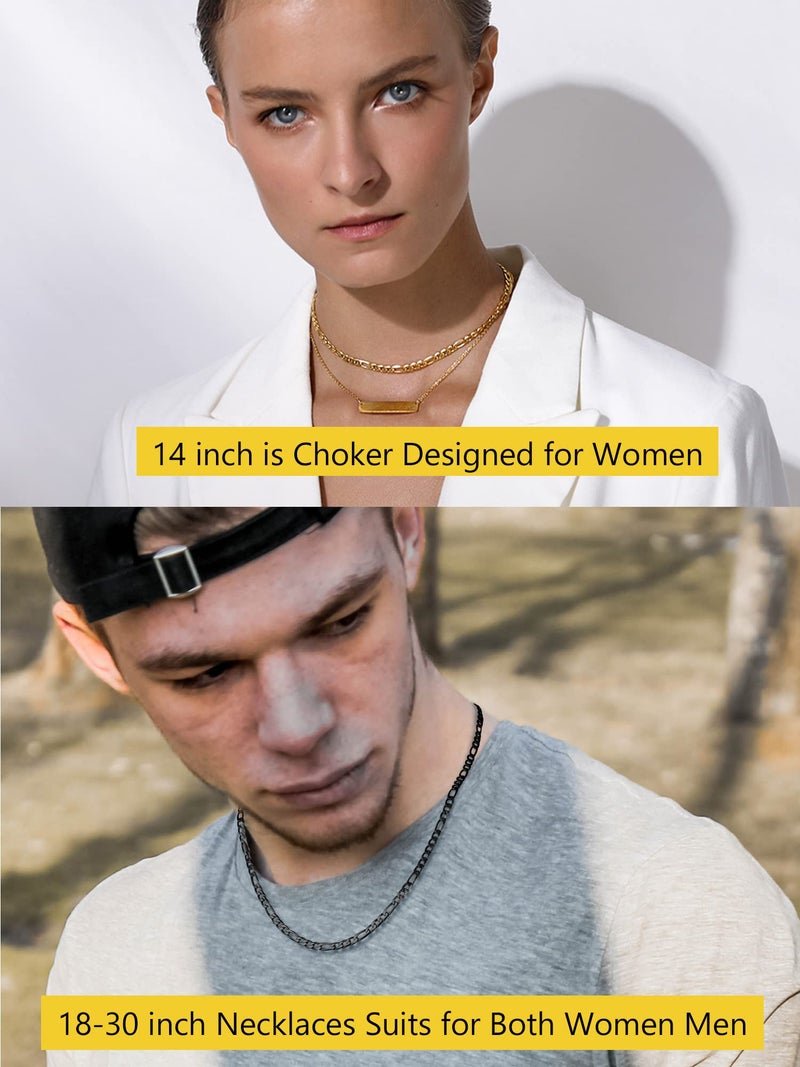 PROSTEEL Figaro Necklace for 4mm Thin Chain Necklaces Men 20 Inch 18K Gold Plated Mens Chains - Image 3