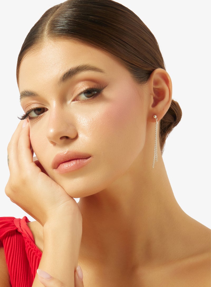 ELLA Silver Rhinestone Drop Down Earrings - Image 3