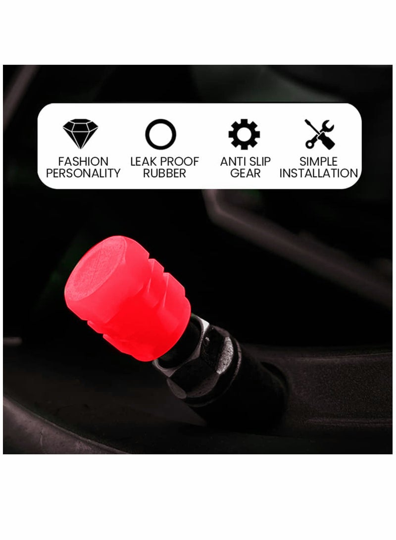 KASTWAVE 24PCS Car Valve Cap Tire Valve Stem Caps Noctilucous Illuminated Tire Air Caps Cover Auto Wheel Valve Stem Cap, Wheel Accessories, Universal Wheel Valve Caps for Car Truck Motorcycles Bike Tires (Red) - Image 2